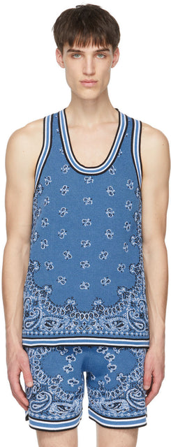 AMIRI Blue Bandana B-Ball Tank Top - Débardeur Bandana Bandana Amiri Blue Bandana - Amiri Blue Bandana B-Ball 탱크 탑