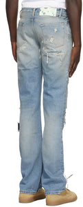 Off-White Blue Bleached Distress Jeans