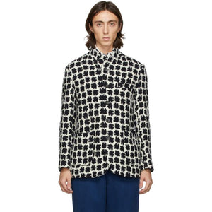 Blue Blue Japan Black and Off-White Wool Tataki Jacket