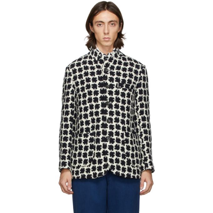 Blue Blue Japan Black and Off-White Wool Tataki Jacket