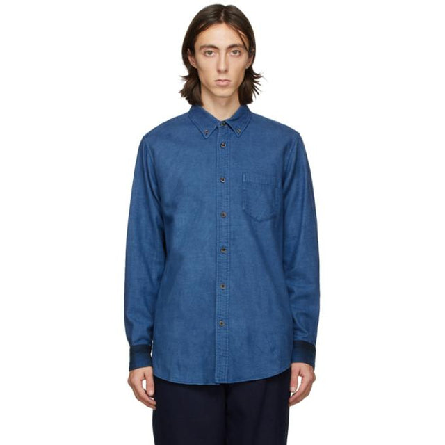 Blue Blue Japan Blue Flannel Check Hand-Dyed Shirt
