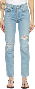 Citizens of Humanity Blue Charlotte High-Rise Straight Jeans - Citoyens de l'humanité Bleu Charlotte Hauteur Hight Right Jeans - 인류 파란색 샬럿 고층 스트레이트 청바지의 시민