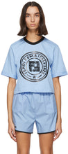 Fendi Blue Crop Logo T-Shirt