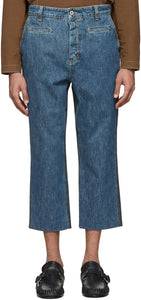 Loewe Blue Cropped Fisherman Jeans - Loewe Blue Cropped Fisherman Jeans - Loewe Blue 자른 어부 청바지