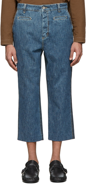 Loewe Blue Cropped Fisherman Jeans - Loewe Blue Cropped Fisherman Jeans - Loewe Blue 자른 어부 청바지