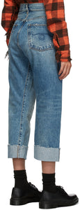 R13 Blue Cross-Over Jeans