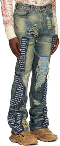 Who Decides War by MRDR BRVDO Blue Cutout Jeans