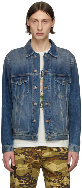 Givenchy Blue Denim Address Classic Fit Jacket - Adresse en denim bleu Givenchy Classic Fit Veste - 지방시 블루 데님 주소 클래식 맞는 자켓