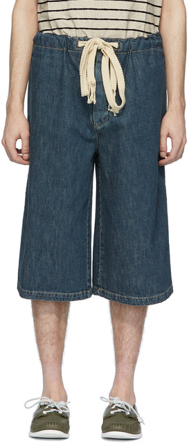 Loewe Blue Denim Drawstring Shorts - Short de cordon de denim bleu loewe - Loewe 블루 데님 Drawstring 반바지
