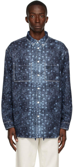 Burberry Blue Denim Fish Scales Shirt - Chemise de poissons de poisson bleu burberry bleu - 버버리 블루 데님 물고기 비늘 셔츠