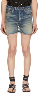 Saint Laurent Blue Denim Shorts - Saint Laurent Shorts en jean bleu - 세인트 로트 블루 데님 반바지