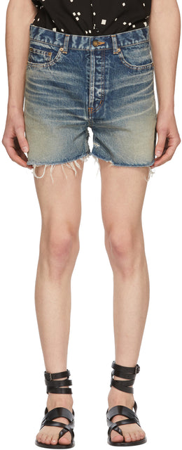 Saint Laurent Blue Denim Shorts - Saint Laurent Shorts en jean bleu - 세인트 로트 블루 데님 반바지