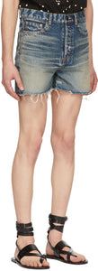 Saint Laurent Blue Denim Shorts
