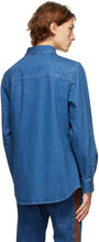 Gucci Blue Denim Stone Wash Web Shirt
