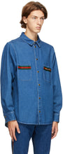 Gucci Blue Denim Stone Wash Web Shirt