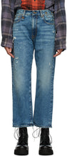 R13 Blue Distressed Boyfriend Jeans - Jean de petit ami en détresse bleu R13 - R13 푸른 고민 된 남자 친구 청바지