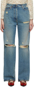Gucci Blue Eco-Washed Ripped Jeans