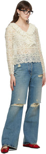 Gucci Blue Eco-Washed Ripped Jeans - Jean déchiré de gucci bleu éco-lavé - 구찌 블루 에코 워시 찢어진 청바지