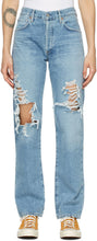 Citizens of Humanity Blue Emery Mid-Rise Relaxed Jeans - Citoyens de l'humanité jeans détendus d'émeri bleu - 인류의 시민들의 푸른 에머리 중간 - 상승 된 편안한 청바지