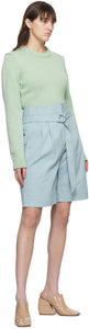 Tibi Blue Gabardine Stella Shorts - Shorts Stella Gabardine Tibi Blue Gabardine - Tibi 블루 Gabardine Stella 반바지