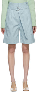 Tibi Blue Gabardine Stella Shorts