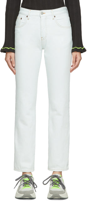 MM6 Maison Margiela Blue Girlfriend Mid-Rise Jeans