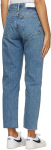 Re/Done Blue High-Rise Stove Pipe Jeans