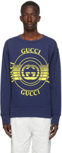 Gucci Blue Interlocking G Crewneck Sweatshirt - Sweat-shirt Gucci Blue Hollocking G Crewneck - 구찌 블루 연동 g crewneck sweatshirt.