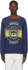 Gucci Blue Interlocking G Crewneck Sweatshirt - Sweat-shirt Gucci Blue Hollocking G Crewneck - 구찌 블루 연동 g crewneck sweatshirt.