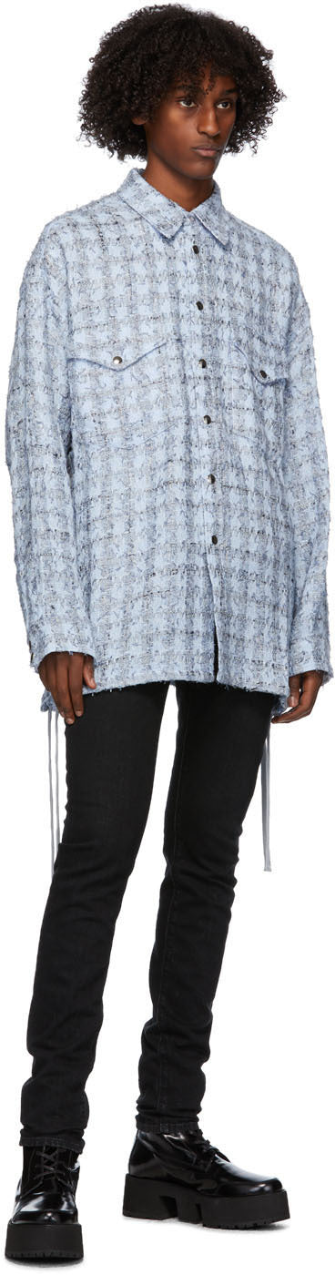 Faith Connexion Blue Laced Tweed Overshirt