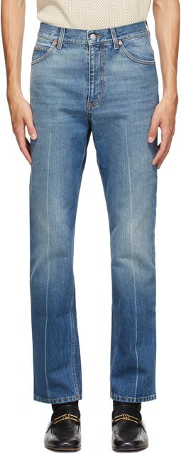 Gucci Blue Marble Wash Regular Fit Jeans - Jeu de marbre bleu Gucci Lavage régulier - 구찌 블루 대리석 씻어 정규 맞는 청바지