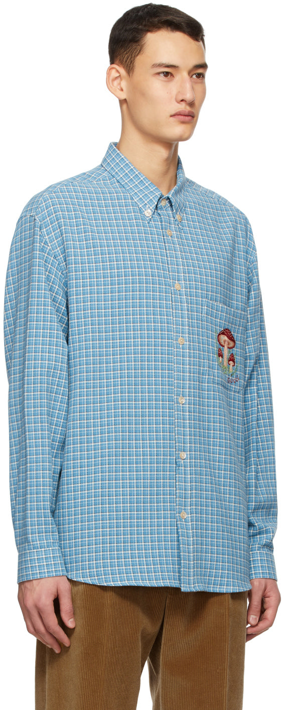 Gucci Blue Logo Print Silk Shirt – FRUIT Vintage