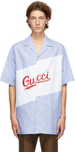 Gucci Blue Oversized Bowling Shirt - Chemise de bowling surdimensionnée bleue gucci - 구찌 블루 대형 볼링 셔츠