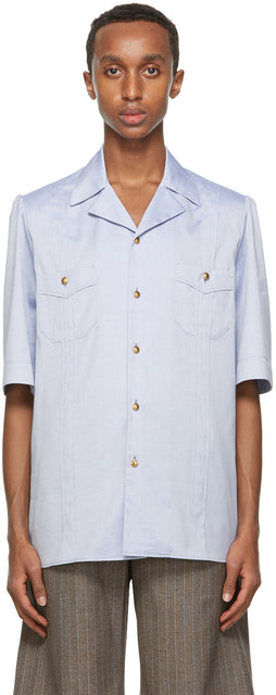 Gucci Blue Oxford Short Sleeve Shirt - Chemise à manches courtes d'Oxford bleu Gucci - 구찌 블루 옥스포드 짧은 소매 셔츠