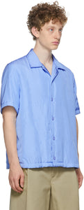 Bottega Veneta Blue Printed Fluid Parachute Short Sleeve Shirt