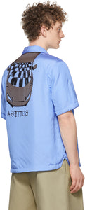 Bottega Veneta Blue Printed Fluid Parachute Short Sleeve Shirt