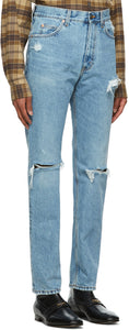 Gucci Blue Ripped Eco Washed Jeans