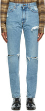 Gucci Blue Ripped Eco Washed Jeans - Jean éco déchiré par le bleu Gucci - 구찌 블루 찢어진 에코 씻어 청바지