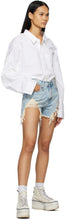 R13 Blue Shredded Slouch Shorts