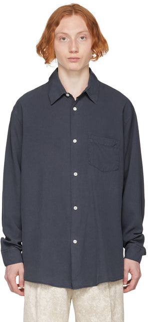 Our Legacy Blue Silk Classic Shirt - Notre chemise classique en soie bleue héritage - 우리의 레거시 블루 실크 클래식 셔츠