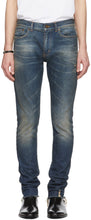 Saint Laurent Blue Skinny 5 Pocket Low Jeans - Saint Laurent bleu maigre 5 poches basse jeans - 세인트 라이 렌트 블루 스키니 5 포켓 낮은 청바지