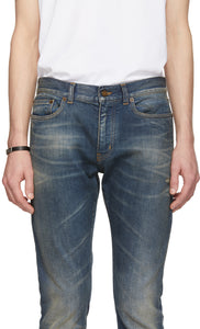 Saint Laurent Blue Skinny 5 Pocket Low Jeans