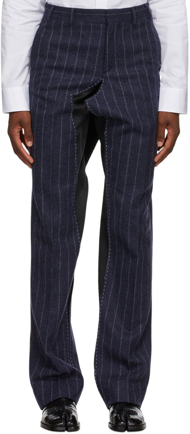 Maison Margiela Blue Striped Deconstructed Trousers