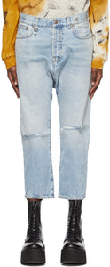 R13 Blue Tailored Drop Jeans - Jeans de goutte sur mesure bleu R13 - R13 블루 맞춤형 드롭 청바지