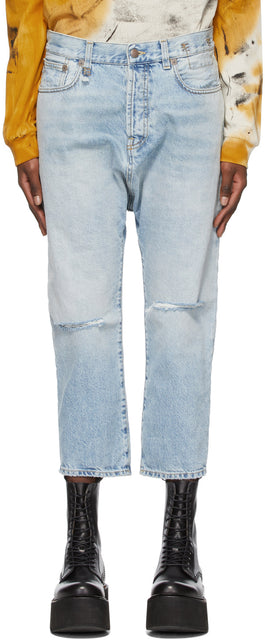 R13 Blue Tailored Drop Jeans - Jeans de goutte sur mesure bleu R13 - R13 블루 맞춤형 드롭 청바지