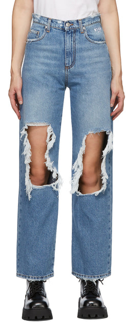 MSGM Blue Torn Jeans