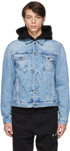 Off-White Blue Twisted Denim Jacket - Veste denim torsadée bleue blanc blanche - off-white blue twisted denim jacket.