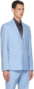 Fendi Blue Virgin Wool Detachable Collar Blazer