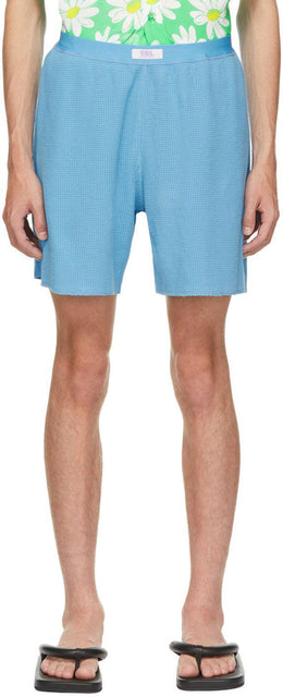 ERL Blue Waffle Shorts - Short de gaufre bleu erl - erl blue waffle shorts.