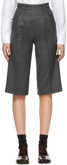 Maison Margiela Blue Wool Houndstooth Shorts